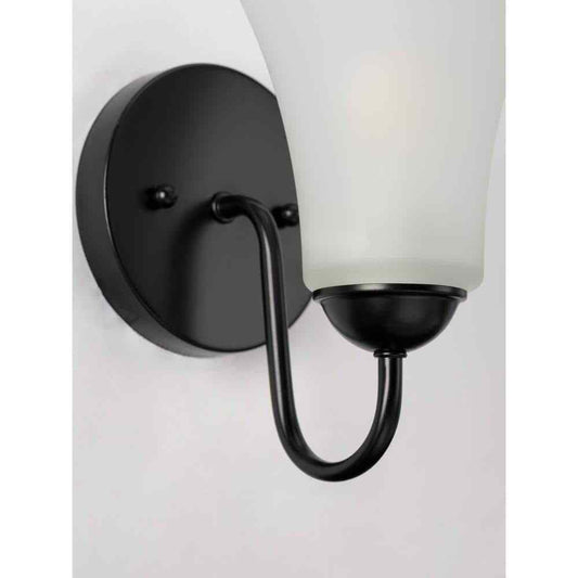 Progress Lighting Classic Matte Black Etched Glass Traditional Bath Vanity Light