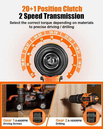 TOPSHAK TS-ED5 20V Li-Ion 1/2 in. Brushless Impact Electric Drill Variable Speed