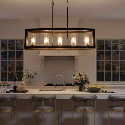 RRTYO Sylvette 5-Light Oil Rubbed Bronze Kitchen Curved Island Chandelier