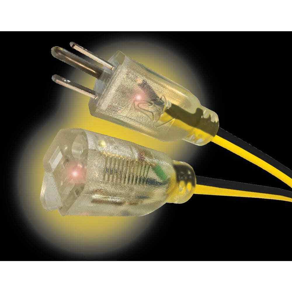 Husky VividFlex 100 ft. 12/3 Heavy Duty Extension Cord w/ Lighted End, Yellow