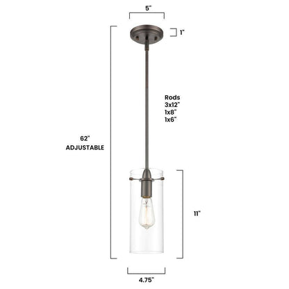 Light Society Montreal 1-Light Modern Bronze Pendant with Clear Glass Shade