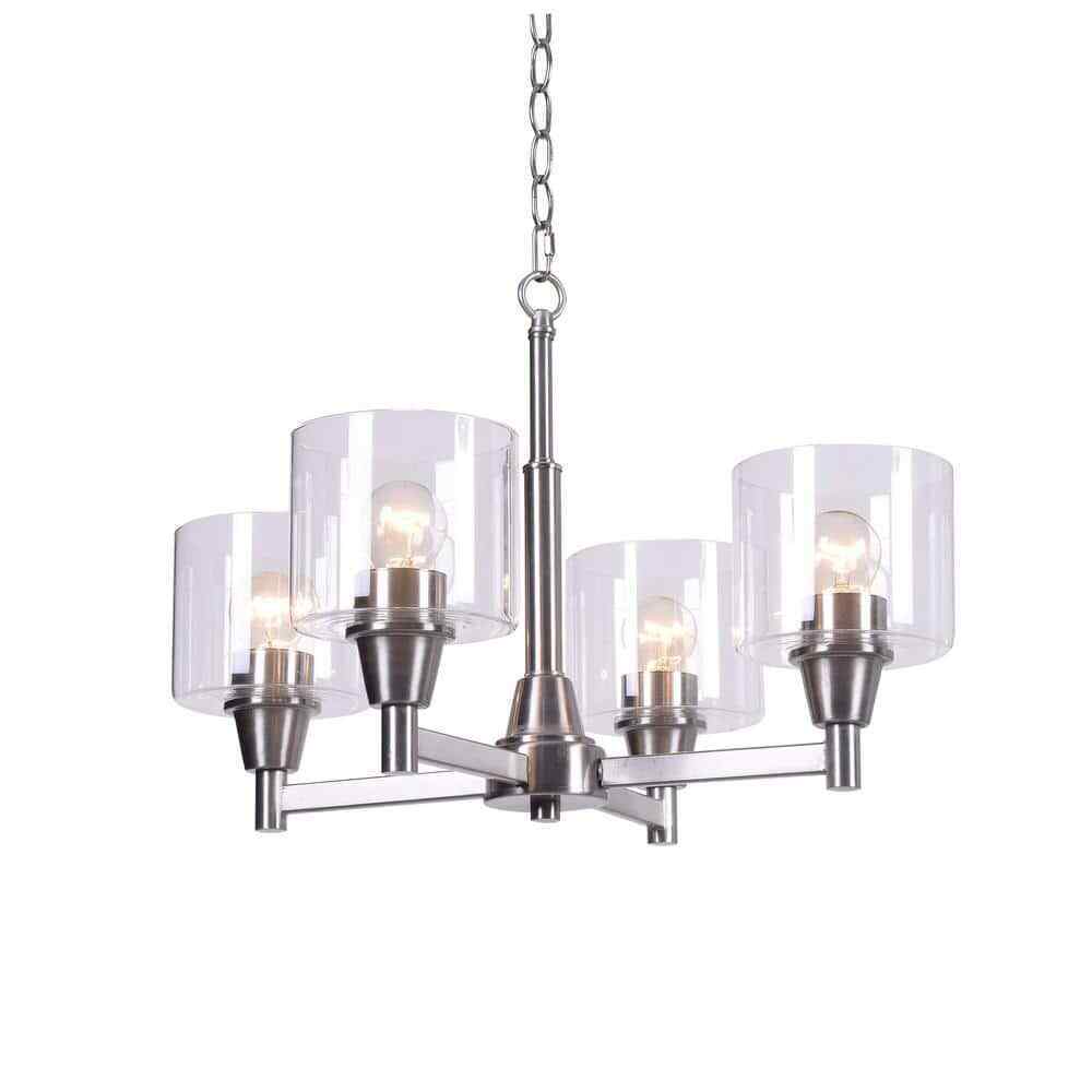 Hampton Bay Oron 4-Light Brushed Nickel Reversible Chandelier
