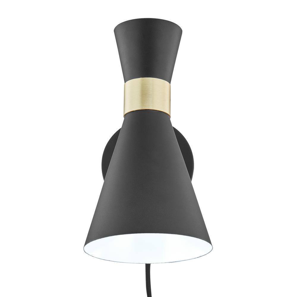 Light Society Beaker Plug-In Black Wall Sconce