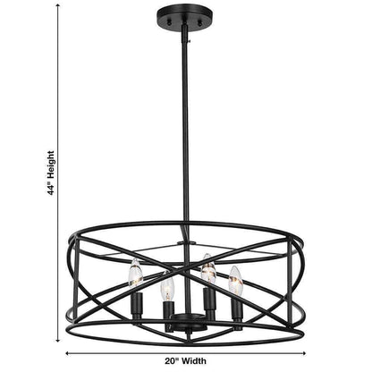 Hampton Bay Hastings 4-Light Satin Bronze Dining Room Chandelier w/ Cage Shade