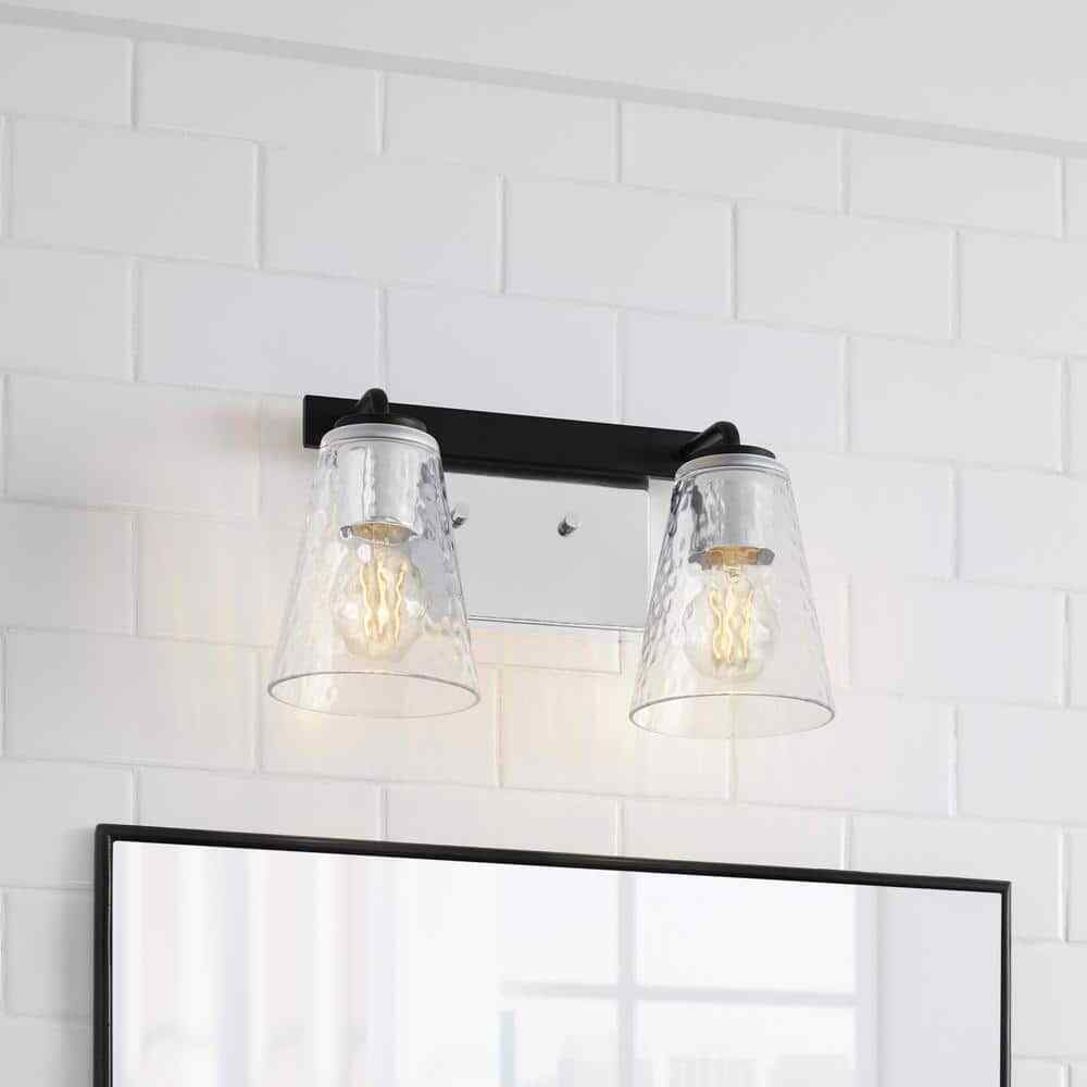 Home Decorators Westbrook 2-Light Matte Black Modern Bathroom Vanity Light