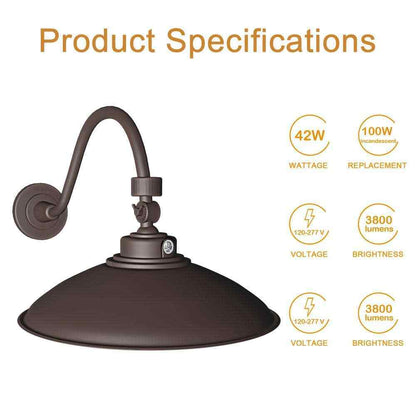 Cedar Hill 250-Watt LED Dusk to Dawn Area Light 5000K Gooseneck Wall Sconce