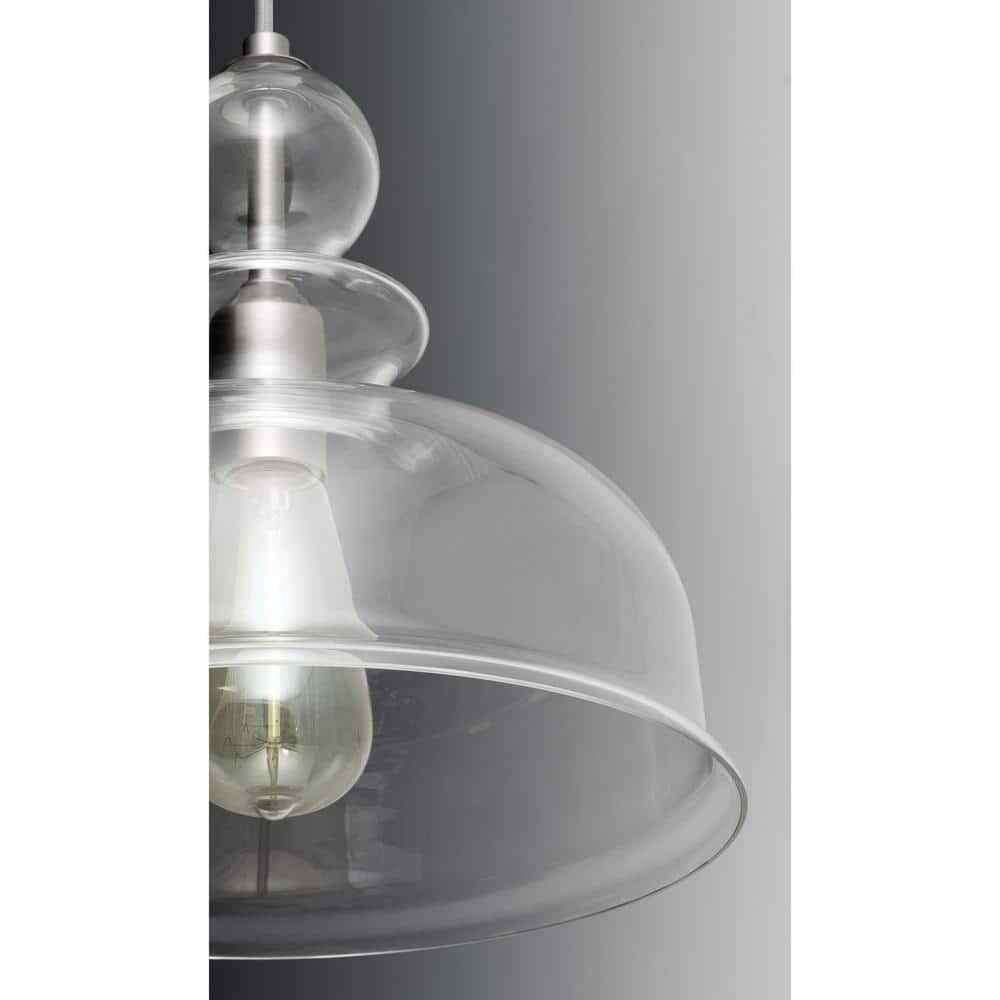 Progress Lighting Staunton 1-Light Brushed Nickel Pendant w/ Clear Glass