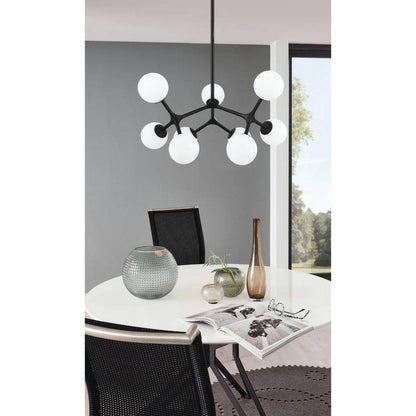 Eglo Maragall Black Convertible Pendant/Semi Flush Mount with Opal Glass Shades