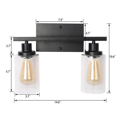 LamQee 14.6 in. 2 Light Black Vanity Light Industrial Barn Light