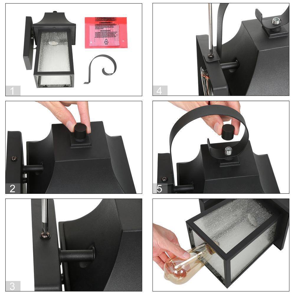 Uolfin Black Farmhouse Outdoor Wall Lantern Sconce Industrial Porch Wall Light