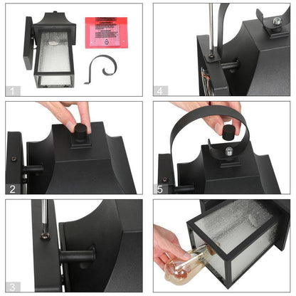 Uolfin Black Farmhouse Outdoor Wall Lantern Sconce Industrial Porch Wall Light