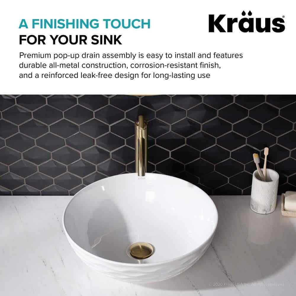 KRAUS KRAUS Pop-Up Drain for Bathroom Sink in Brushed Gold PU-10BG