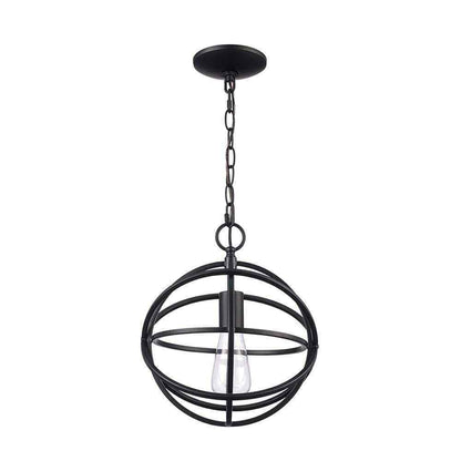 Home Decorators Collection Sarolta Sands 1-Light Black Orb Cage Pendant Light