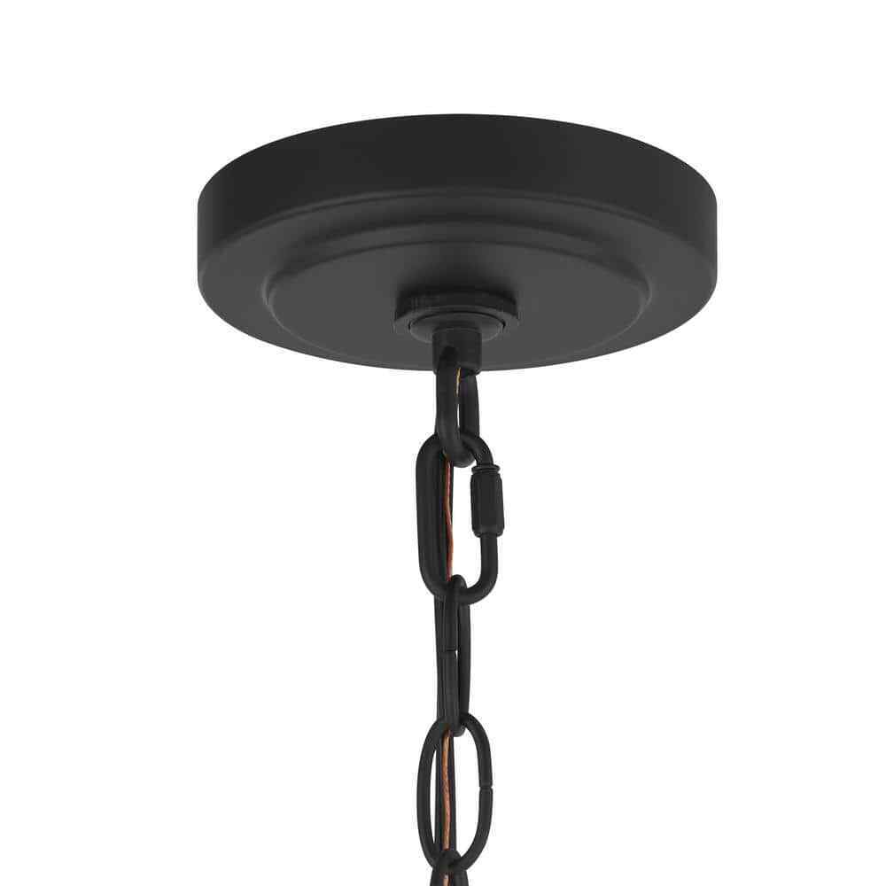 Hampton Bay Pavlen 18 in. 3-Light Black Chandelier with Clear Glass Shades