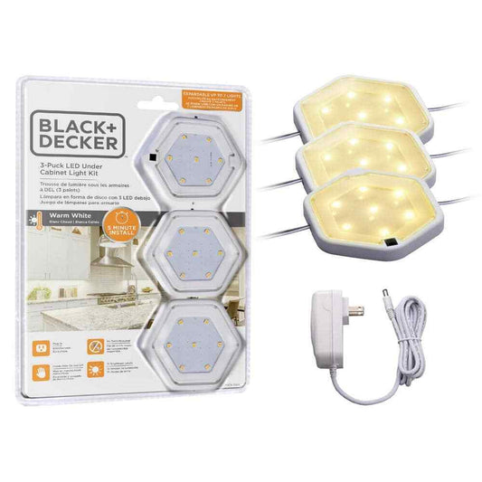 BLACK+DECKER LED Warm White Puck Light Kit 3-Pack LEDUC-PUCK-3WK