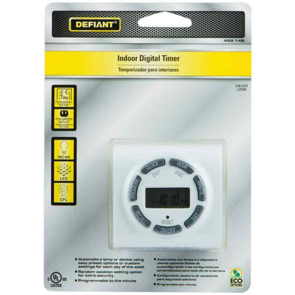 Defiant 15 Amp 7-Day Indoor Plug-In Digital Polarized Timer White