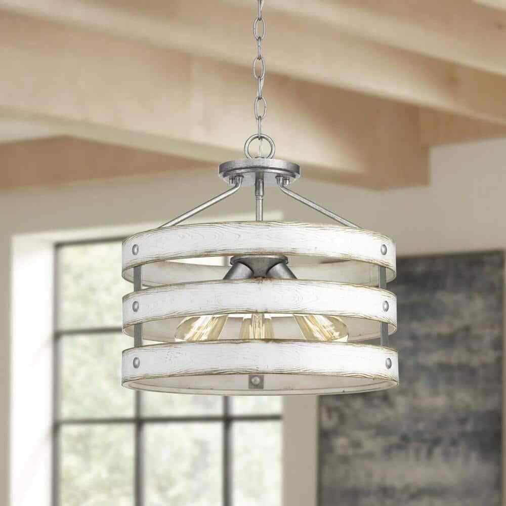 Progress Lighting Gulliver 17 in. 3-Light Galvanized Coastal Semi-Flush Light