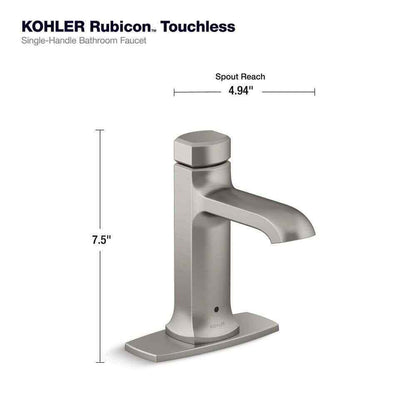KOHLER Rubicon Powered Touchless Single Hole Bathroom Faucet in Brushed Nickel