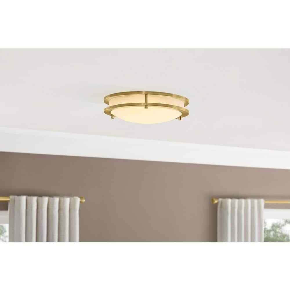 Hampton Bay Flaxmere 12 in. Brushed Gold Dimmable LED Flush Mount Ceiling Light