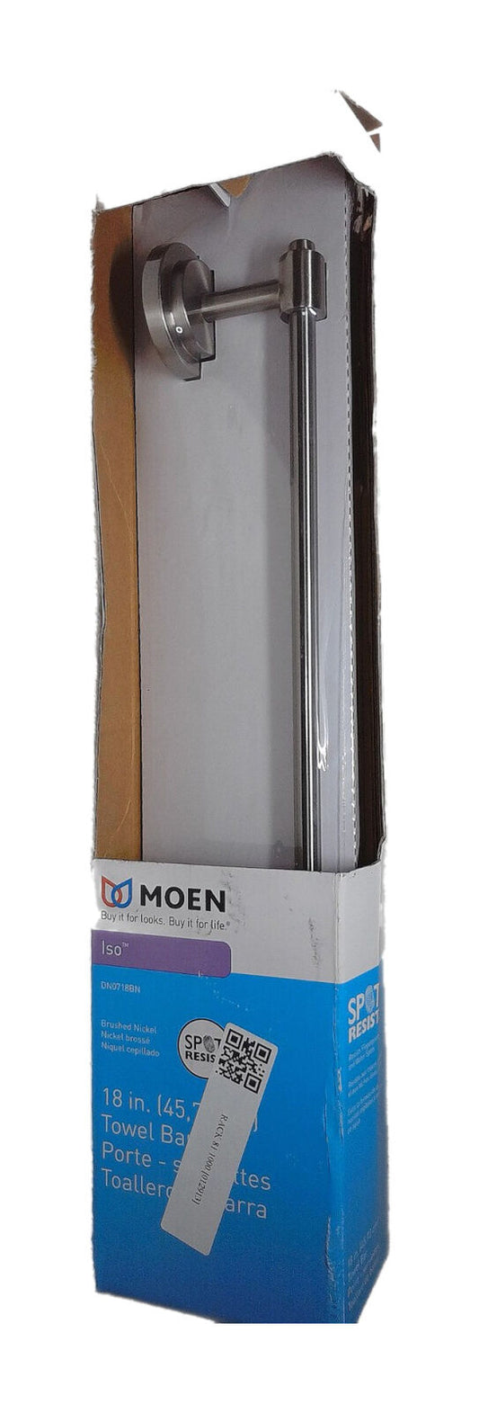 MOEN ISO 18 in. Towel Bar in Spot Resist Brushed Nickel DN0718BN