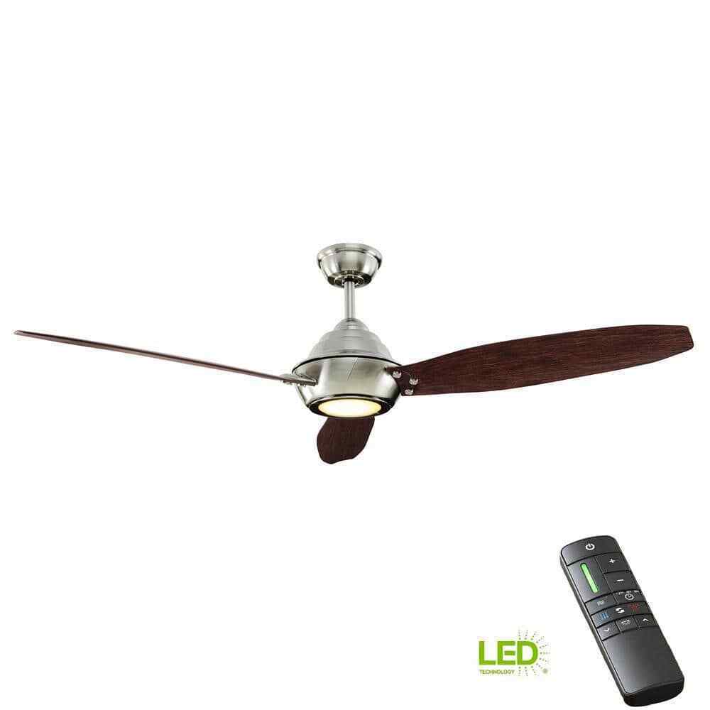 Home Decorators Aero Breeze 60 in. LED Indoor/Outdoor Brushed Nickel Ceiling Fan