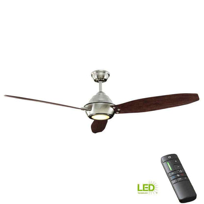 Home Decorators Aero Breeze 60 in. LED Indoor/Outdoor Brushed Nickel Ceiling Fan