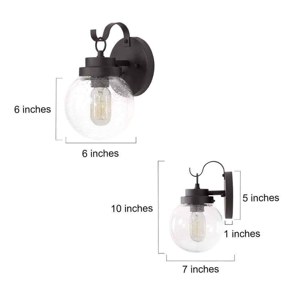 LNC Amonti Modern Farmhouse Matte Black Outdoor Wall Lantern Sconce