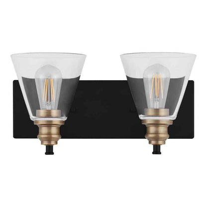 Hampton Bay Manor 15.3 in. Matte Black Vanity w/ Brass Accents and Clear Glass