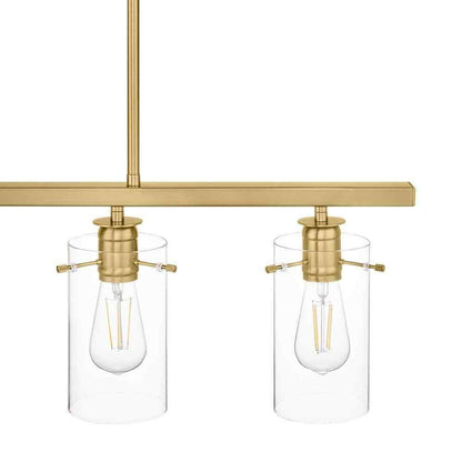 Hampton Bay Regan Brushed Gold Industrial Linear Chandelier  Clear Glass Shades