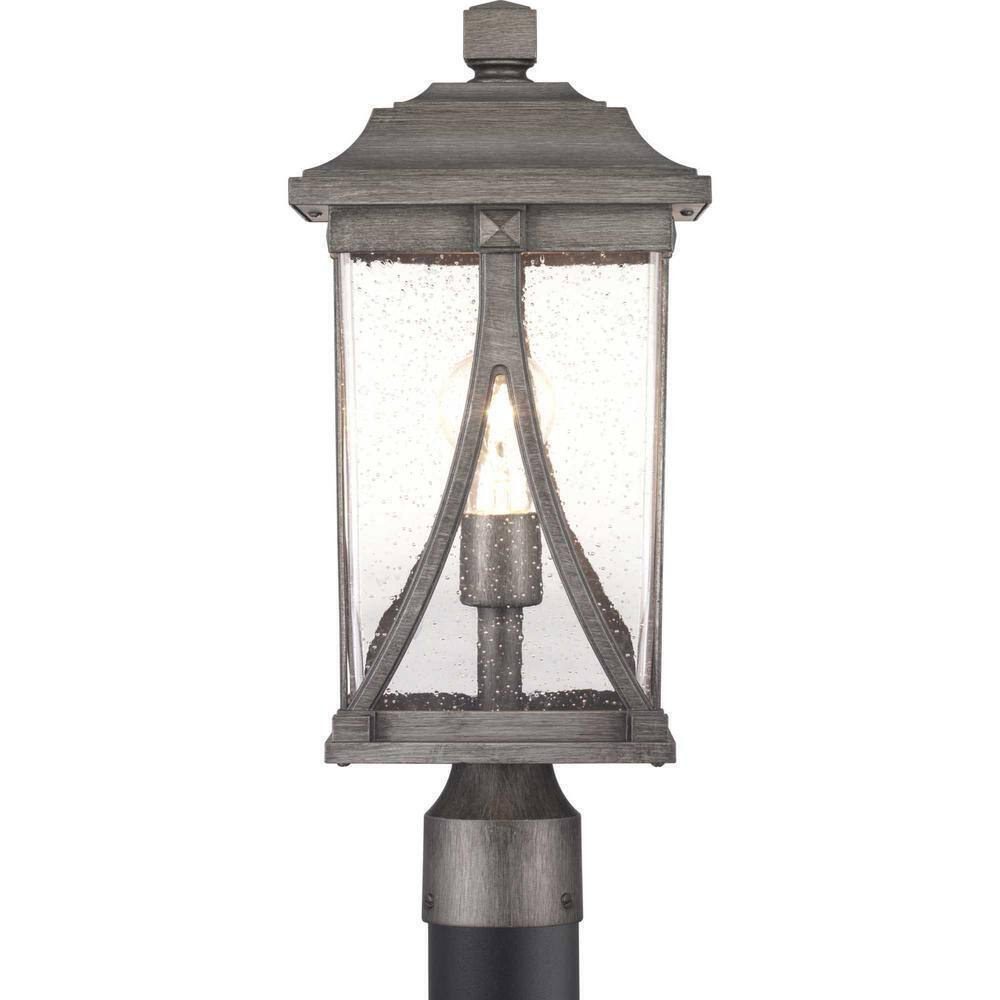 Progress Lighting Abbott Antique Pewter Clear Seeded Glass Post Lantern Light