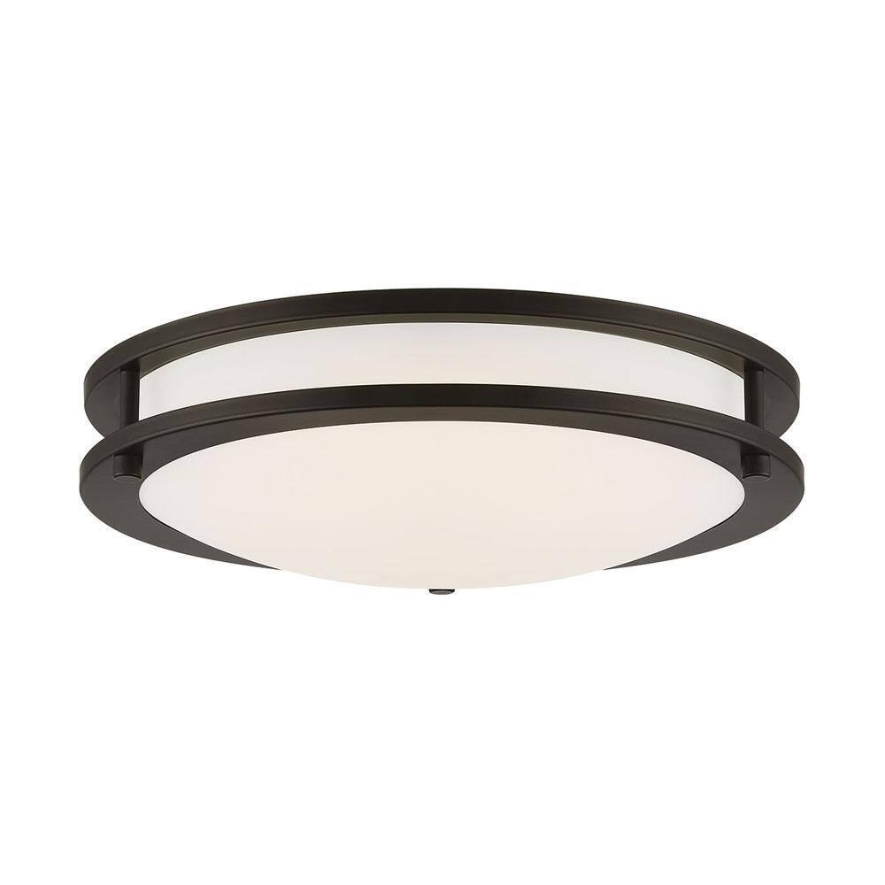 Hampton Bay Flaxmere 12 in. Bronze Dimmable LED Flush Mount Ceiling Light