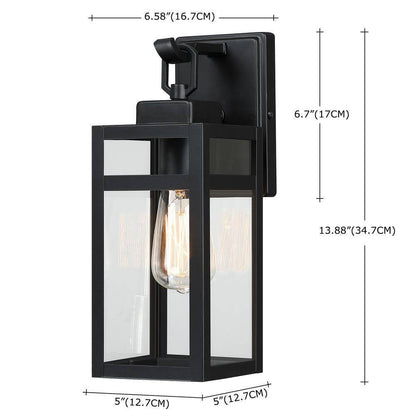 Pia Ricco Outdoor Wall Light 1-Light Black Exterior Wall Sconce Light Fixture