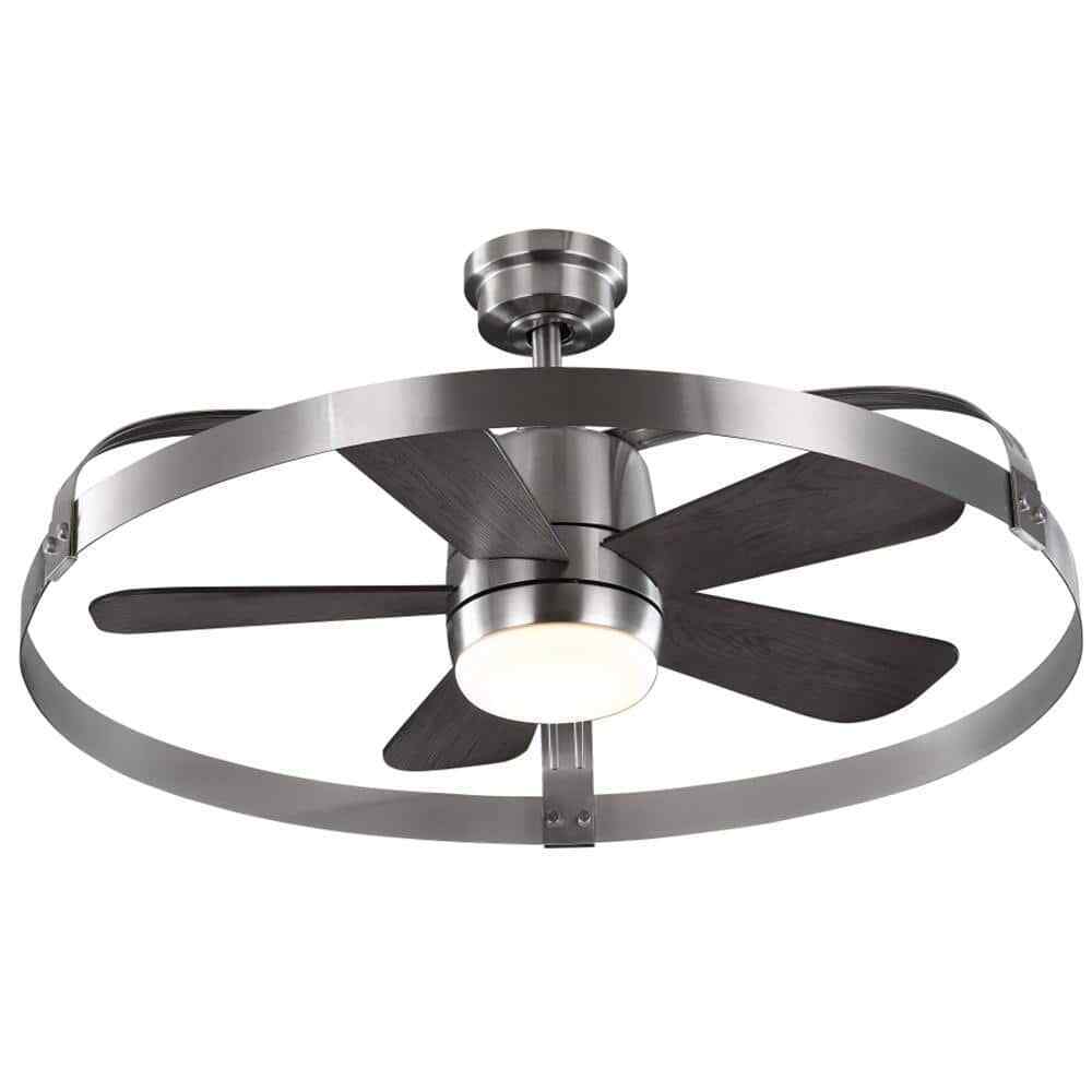 Home Decorators Harrington 36 in. LED Brushed Nickel Ceiling Fan w/ Light+Remote