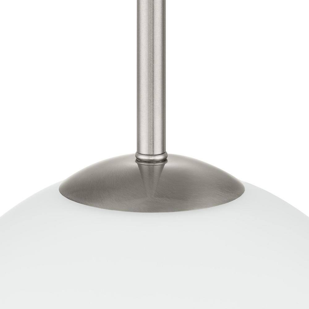 Home Decorators Vista Heights 1-Light Brushed Nickel Globe Pendant w/ Opal White