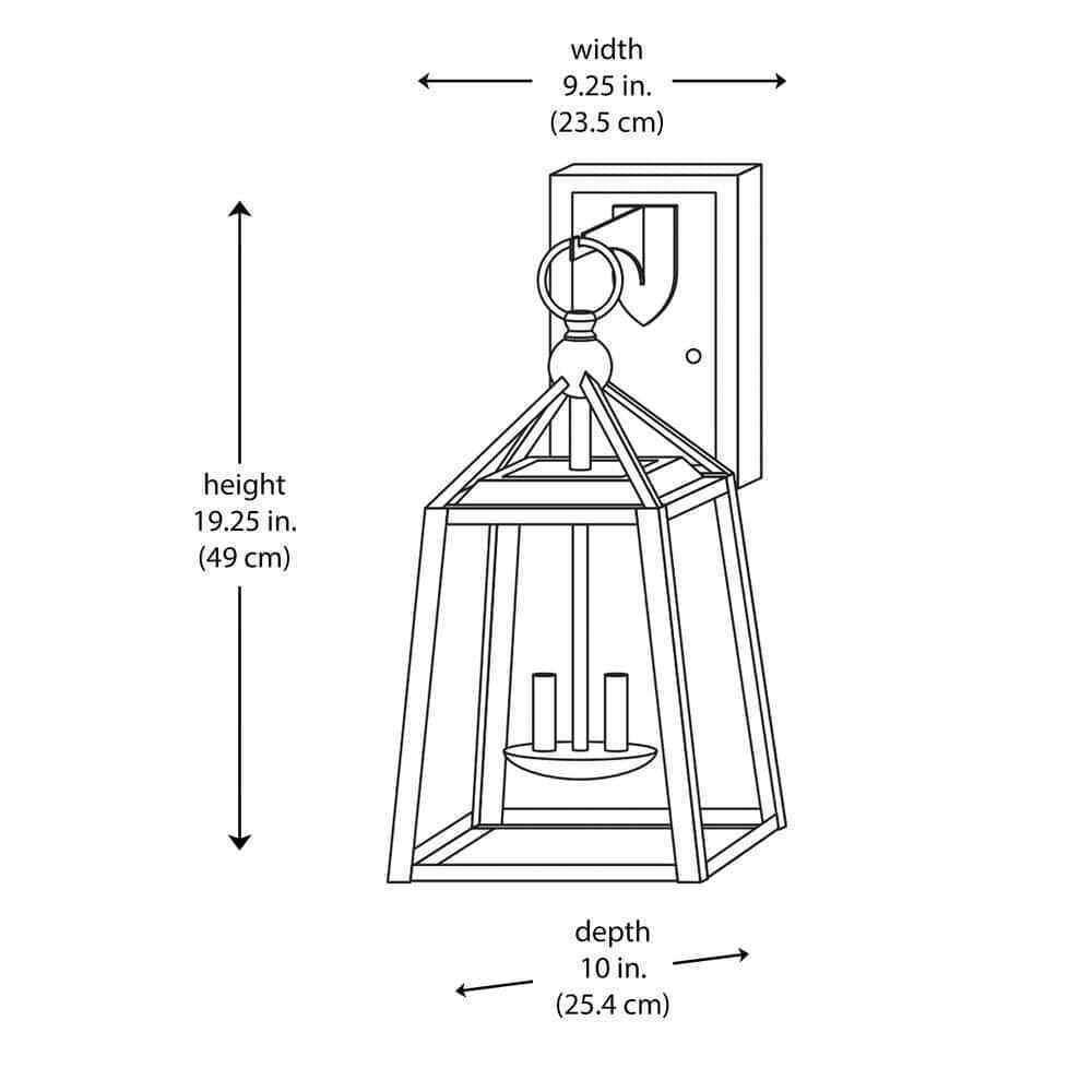 Home Decorators Blakeley Transitional 2-Light Black Outdoor Wall Lantern