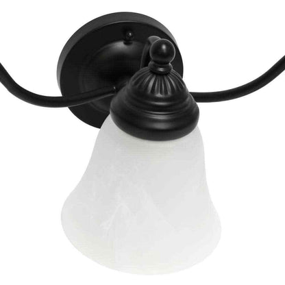 Lalia Home 7.5 in. 3-Light Black and Alabaster Shades Vanity Wall Fixture