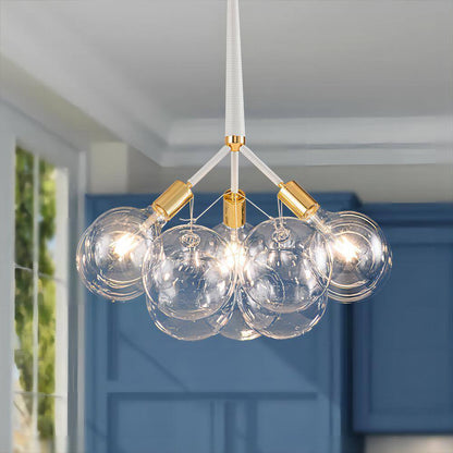 RRTYO Mateo 19.7 in. 3-light White Glam Cluster Globe Glass Bubble Chandelier