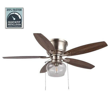 Hampton Bay Stoneridge 52 in. LED Brushed Nickel Hugger Ceiling Fan