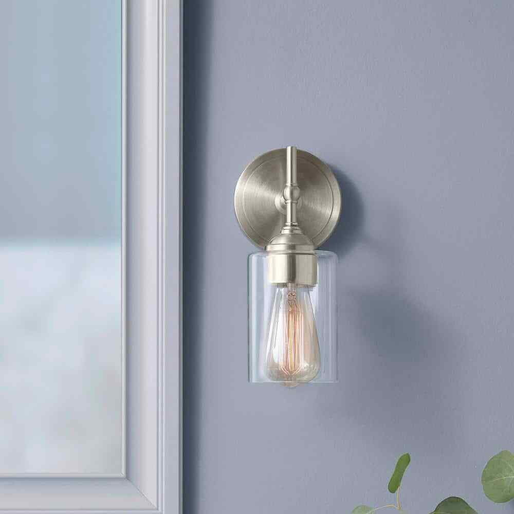 Home Decorators Ayelen 1-Light Brushed Nickel Indoor Wall Sconce