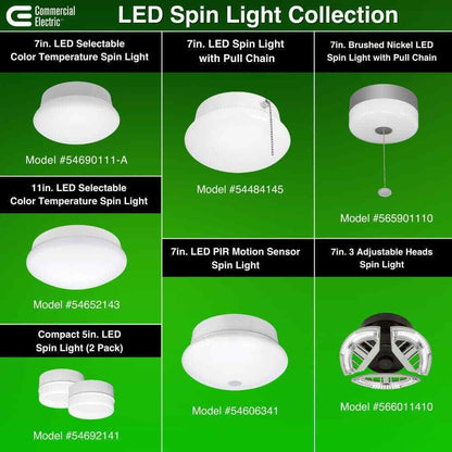 Commercial Electric Spin Light 7 in. Closet Light LED Flush Mount Ceiling Light