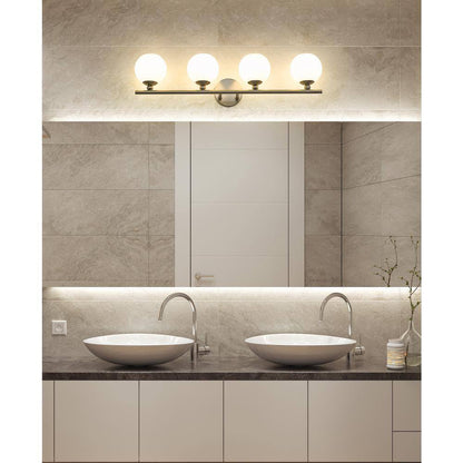 Neoma 30 in. 4 Light Brushed Nickel Vanity Light w/ Opal Etched Glass Shade