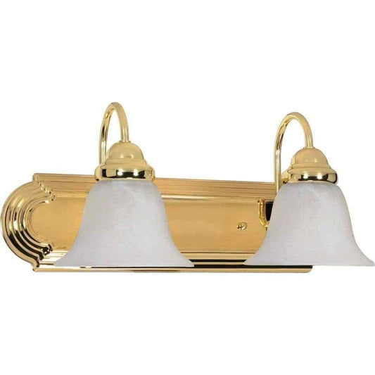 SATCO Ballerina 18 in. 2-Light Polished Brass Vanity Light w/ Alabaster Glass