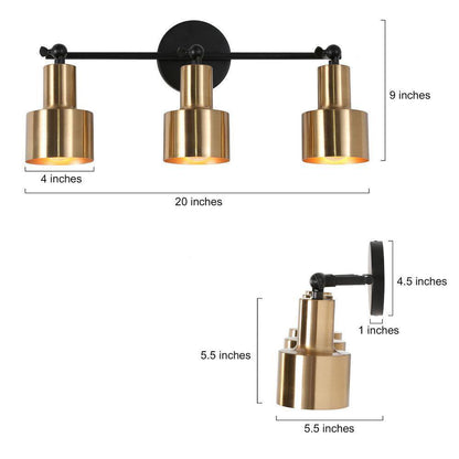 Uolfin Modern Brass Bathroom Vanity Light 20 in. 3-Light Black Gold Powder Room