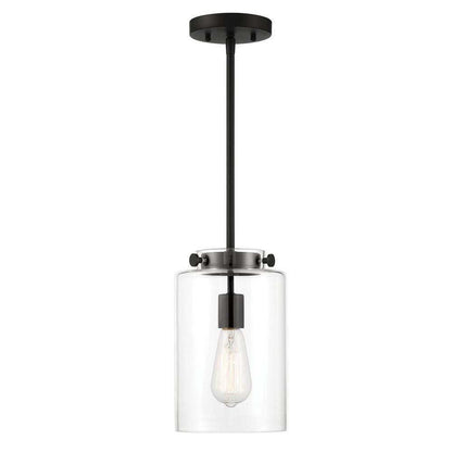 Hampton Bay Mullins 6.75 in. 1-Light Coal Mini Pendant Hanging Light