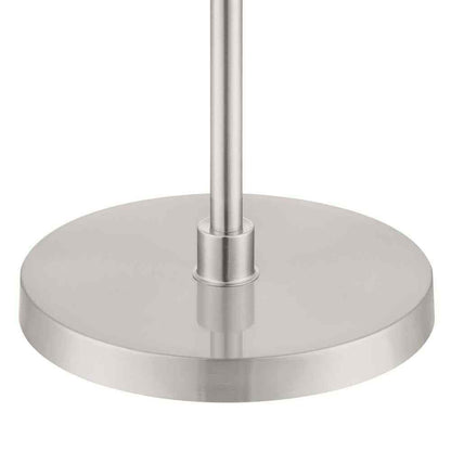 Hampton Bay Stanyan 58 in. Brushed Nickel Standard Floor Lamp Fabric White Shade