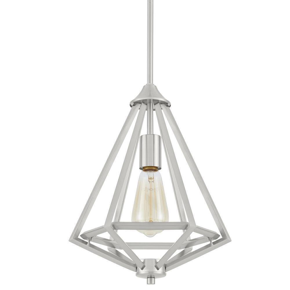 Home Decorators Hubley 1-Light Triangular Brushed Nickel Mini Pendant Light