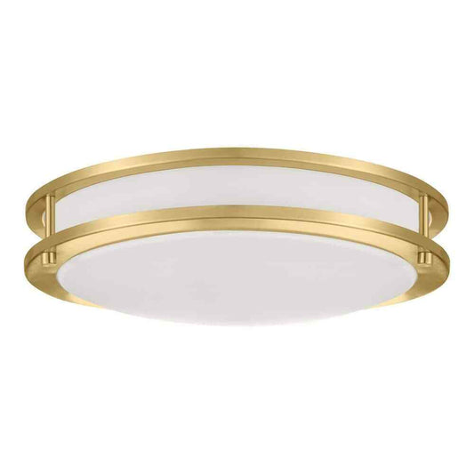 Hampton Bay Flaxmere 14 in. Brushed Gold Dimmable LED Flush Mount Ceiling Light
