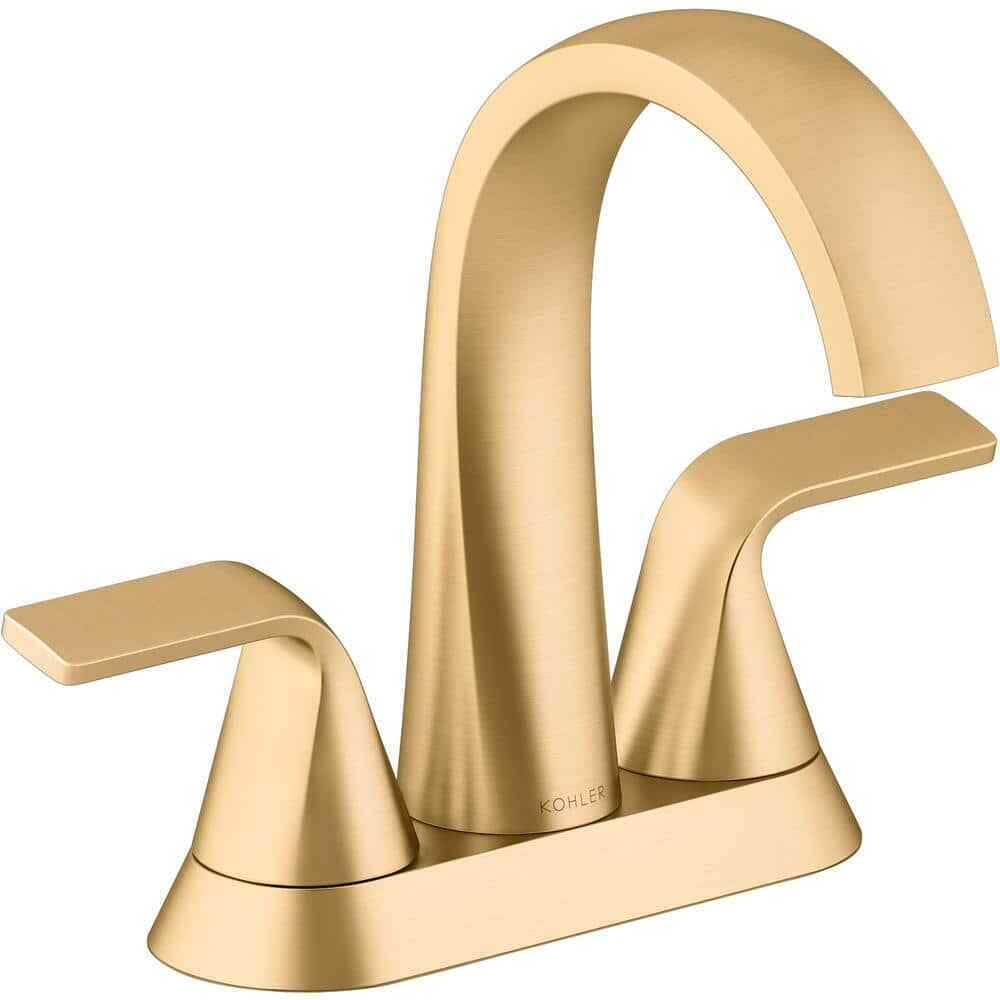 KOHLER Cursiva 4 in. Centerset Double Handle Bathroom Faucet in Vibrant Brass