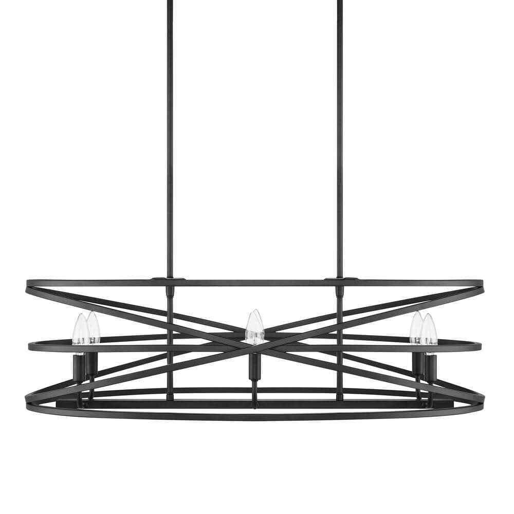 Home Decorators Collection Sarolta Sands 6-Light Black Island Hanging Light