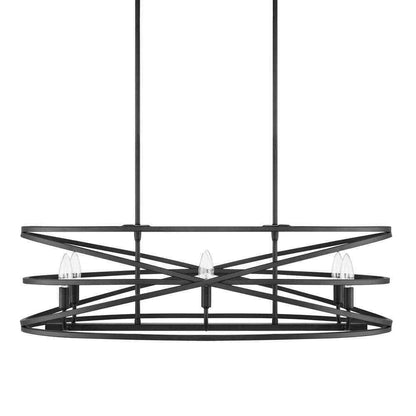 Home Decorators Collection Sarolta Sands 6-Light Black Island Hanging Light
